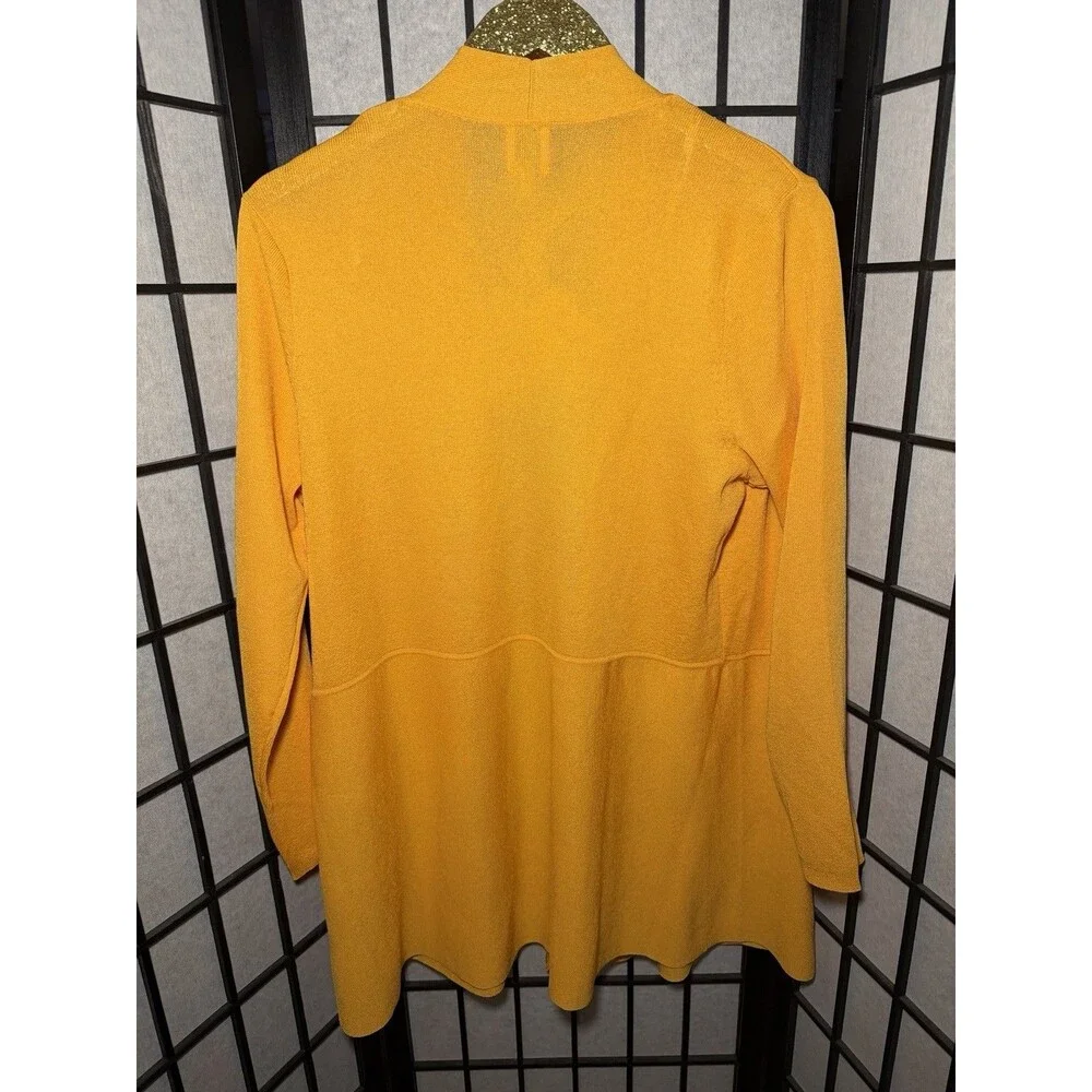 NWT Ann Klein SZ M Yellow‎ Lightweight Spring Luxe Open Long Cardigan Duster $99